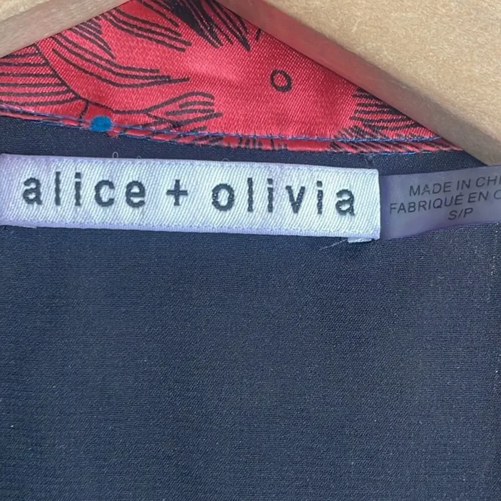 Alice + Olivia Multi-Color Mixed Print Wrap Blouse - Picture 6 of 16